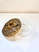 Load image into Gallery viewer, Glass and Metal Filigree Trinket Dish
