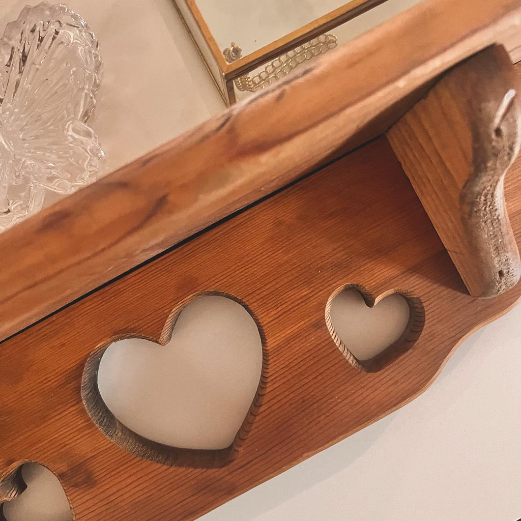 Vintage Wooden Shelf with Hearts